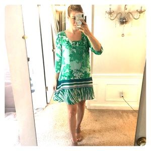 Green floral shift dress